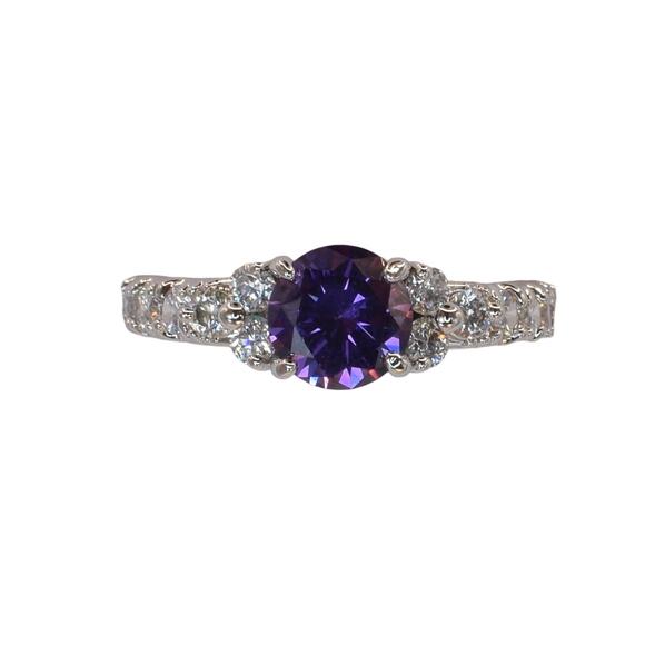 NWOT Fragrant Jewels Purple Round-Cut Pave Multi-Stone Ring Size 7.75 US - Picture 1 of 5